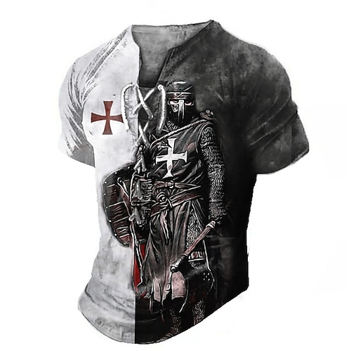 

Per uomo Camicia Henley Magliette Pop art Henley Abbigliamento Stampa 3D Knights Giornaliero Sport Manica corta Lacci Stampa Di tendenza Informale Comoda