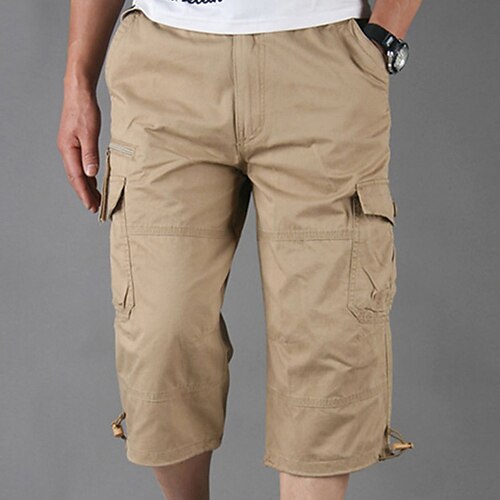 

Men's Cargo Shorts Shorts Hiking Shorts Zipper Pocket Leg Drawstring Multi Pocket Plain Comfort Outdoor Daily Going out Cotton Blend Fashion Streetwear Black Army Green