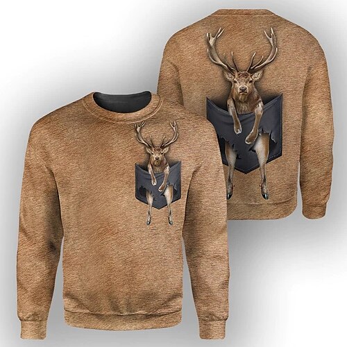 

Hombre Sudadera Pull-over Marrón Café Cuello Barco Animal Cada Estampados Estampado Diario Deportes Festivos Impresión 3D Básico Ropa de calle Design Primavera Otoño Ropa Sudaderas con capucha