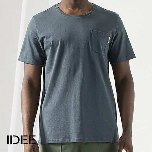 

Herre T-shirt Vanlig Rund Hals udendørs I-byen-tøj Kort Ærme Frontlomme Tøj Mode Gade Afslappet Hverdag