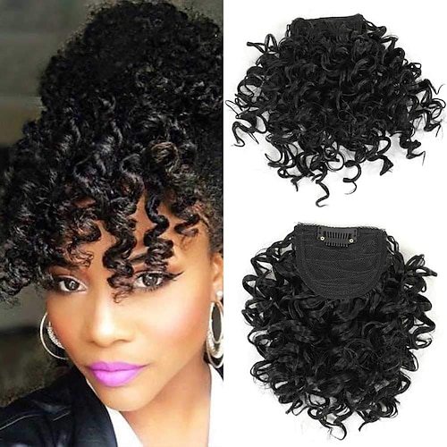 

Wig Curly Bangs for Black Women Short Afro Kinky Curly Bangs Clip in Bangs