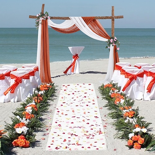 

Arc de mariage blanc rideaux en mousseline de soie tissu draperie rideaux de toile de fond transparents pour la cérémonie de fête décorations de scène en arc