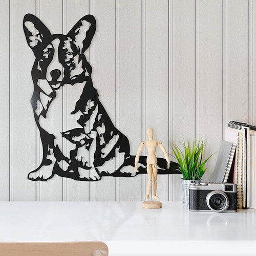 

1pc Corgi-Metall-Wandkunst für den Außenbereich, rostfreie Wandskulptur, ideal für Garten, Haus, Bauernhaus, Terrasse und Schlafzimmer