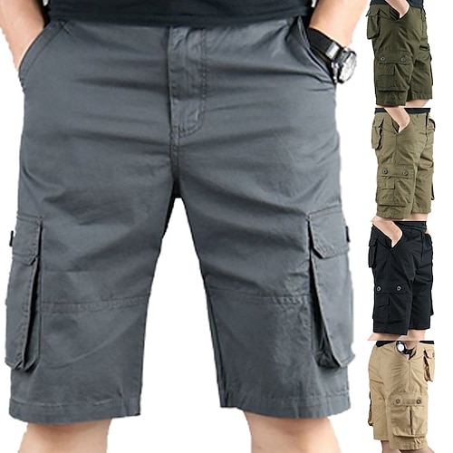 

Herren Cargo Shorts Kurze Hosen Shorts Kurze Hosen Bein Kordelzug 6 Tasche Glatt Komfort Outdoor Täglich Ausgehen 100% Baumwolle Modisch Strassenmode Schwarz Gelb