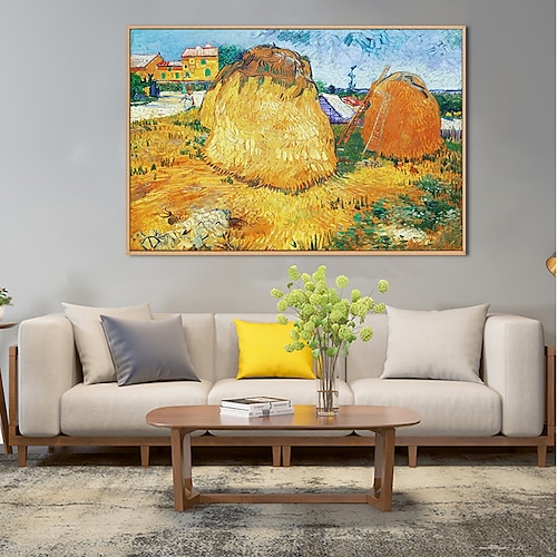 

Pintura al óleo hecha a mano lienzo decoración de arte de la pared impresión de pajar provence de van gogh pintura famosa para la decoración del hogar pintura enrollada sin marco sin estirar