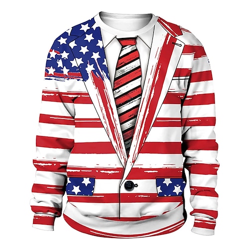 

4 de julio bandera nacional de estados unidos Sudadera Estampado Clásico Estilo callejero Sudadera Para Hombre Mujer Unisexo Adulto Impresión 3D 100% Poliéster Casual Diario