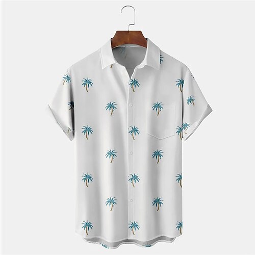 

Hombre Camisa camisa hawaiana Árbol de coco Estampados Cuello Vuelto Blanco Exterior Calle Mangas cortas Abotonar Estampado Ropa Tropical Moda Hawaiano Design