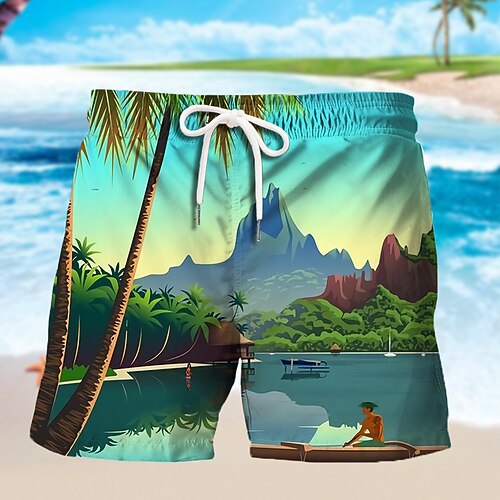 

Herre Surfeshorts Badeshorts Sommershorts Strandshorts Snorer med mesh fôr Elastisk midje Grafiske trykk Landskap Hurtigtørkende Kort Avslappet Daglig Ferie Bohem Hawaiisk Blå Lilla Mikroelastisk
