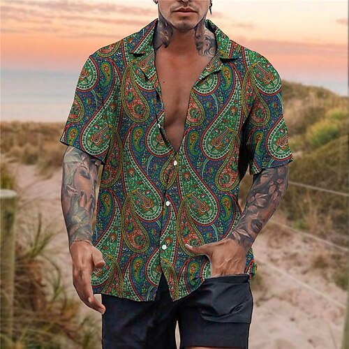 

Homme Chemise Chemise hawaïenne Floral Imprimés Photos Col rabattu Bleu Violet Vert Casual Vacances Manche Courte Bouton bas Imprimer Vêtement Tenue Tropique Mode Bohème Vêtement de rue