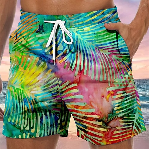 

Herre Surfeshorts Badeshorts Strandshorts Snorer med mesh fôr Elastisk midje Fargeblokk Hurtigtørkende Kort Avslappet Daglig Ferie Bohem Hawaiisk Blå Lilla Mikroelastisk