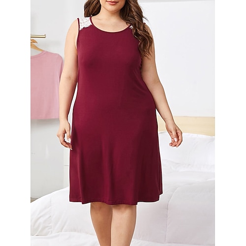 

Per donna Plus Size loungewear Vestiti Colore puro Informale Comoda Morbido Strada Giornaliero Da mare Cotone Traspirante cinghie Senza maniche Vestiti Schiena scoperta Primavera Estate Vino