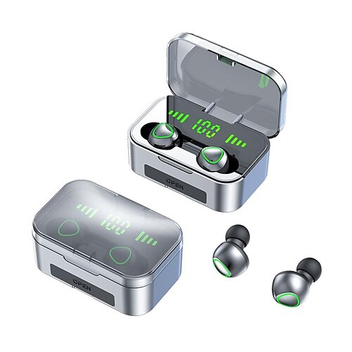 

S02 écouteur sans fil tws casque bluetooth 5.3 mouvement stéréo dans l'oreille alimentation électrique affichage numérique casque de musique