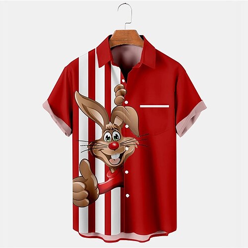 

Hombre Camisa camisa hawaiana Conejo Estampados Felices Pascuas Pascua de Resurrección Cuello Vuelto Rojo Exterior Calle Mangas cortas Abotonar Estampado Ropa Tropical Moda Hawaiano Design