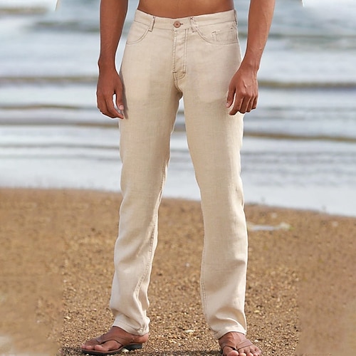 

Per uomo Pantaloni di lino Pantaloni Pantaloni estivi Pantaloni da spiaggia Tasca frontale Gamba dritta Liscio Comfort Traspirante Informale Giornaliero Per eventi Misto cotone e lino Streetwear