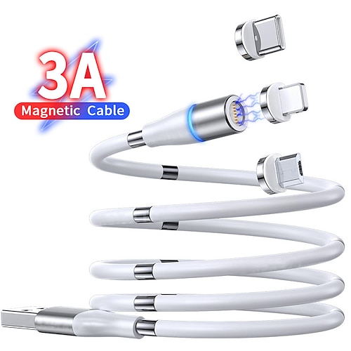 

Cavo di ricarica multiplo 3,3 piedi Da USB A a Lightning/micro/USB C 3 A Cavo di ricarica Ricarica veloce Duraturo A calamita Morbido al tatto Per Macbook iPad Samsung Appendini per cellulare