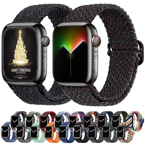 

2 por Pacote Loop Solo Compatível com Pulseira Apple Watch 38mm 40mm 41mm 42mm 44mm 45mm 49mm Elástico Respirável Tecido Náilon pulseira de substituição para Série iwatch Ultra 8 7 6 5 4 3 2 1 SE