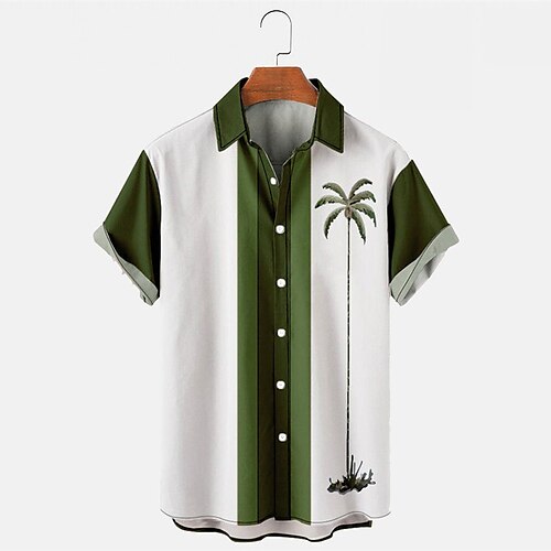 

Per uomo Camicia hawaiana Camicia da bowling Camicia con bottoni Camicia estiva Maglietta informale Nero Blu Arancione Marrone Verde Manica corta Pop art Albero di cocco Collo ripiegabile Strada Da