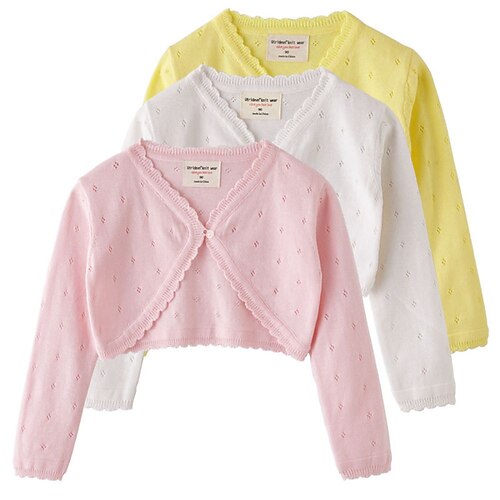 

Bambino Da ragazza Cardigan Tinta unica Esterno Manica lunga Di tendenza 7-13 anni Primavera Nero Bianco Giallo