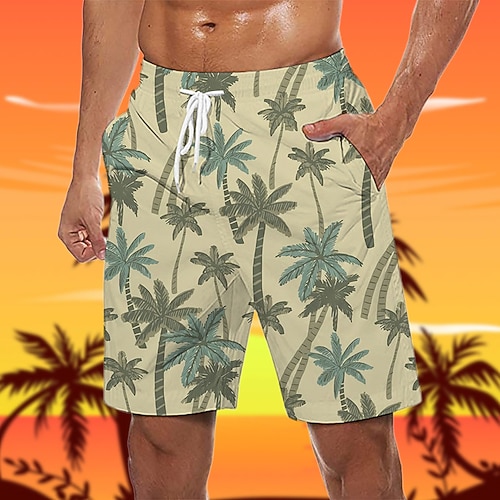 

Herre Surf shorts Badeshorts Sommer shorts Strandshorts Snørelukning med mesh-for Elastisk Talje Kokos palme Grafiske tryk Hurtigtørrende Korte Afslappet Daglig Ferie Boheme Hawaiiansk Gul Blå