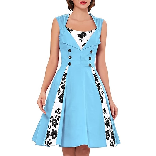 

Audrey Hepburn Retro Vintage Anos 50 Vestido swing Vestido Flare Mulheres Ocasiões Especiais Vintage Cosplay Casual / Diário Vestido Baile de Máscaras