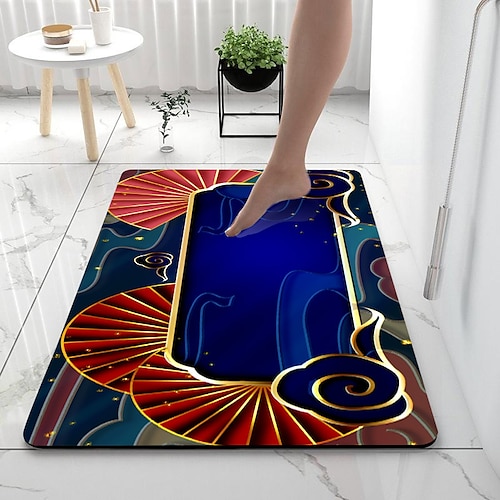 

Alfombrilla de baño de tierra de diatomeas patrón geométrico alfombra de baño superabsorbente alfombrilla de puerta nuevo diseño