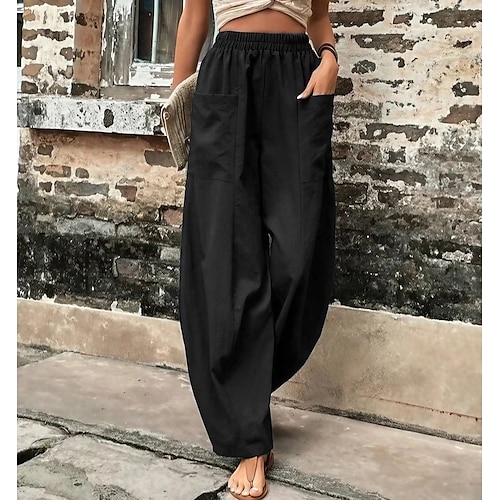 

Per donna A zampa Pantaloni cascante blu navy Nero Verde chiaro Di tendenza Casual / quotidiano Tasche laterali Media elasticità Lunghezza intera Comfort Tinta unita S M L XL 2XL