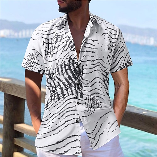 

Homme Chemise Chemise hawaïenne Rayé Imprimés Photos Col rabattu Gris Extérieur Plein Air Manches courtes Bouton bas Imprimer Vêtement Tenue Sportif Mode Vêtement de rue Design