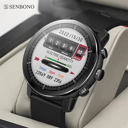 SENBONO reloj inteligente redondo para hombre y mujer, accesorio