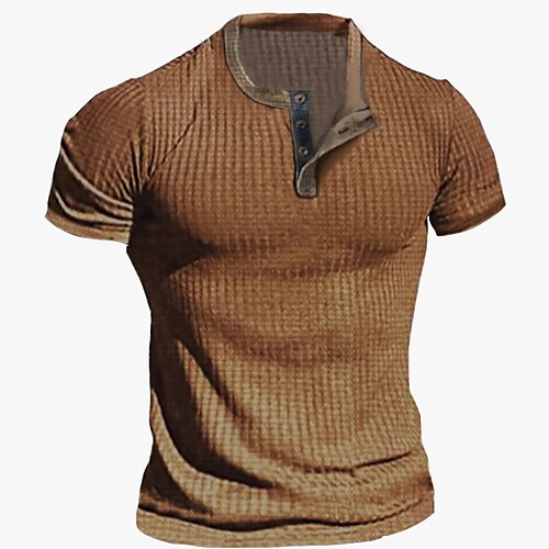 

Herre Vaffel Henley skjorte T-Shirts Grafisk Hældning Henley Tøj 3D-udskrivning udendørs Afslappet Kortærmet Knap Basale Mode Designer