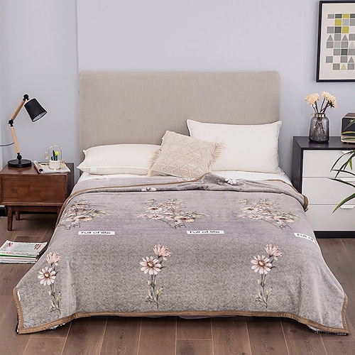 

Blankets Throws, Letter / Flower Flannel Toison Warmer Soft Comfy Blankets