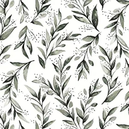 

Olive Leaf Peel and Stick Wallpaper Floral Contact Paper Floral Wallpaper Peel and Stick Pvc/Vinyl Self Adhesive 17.7'' x 118'' (45cmx300cm) for Home Decor