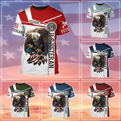 

Per uomo maglietta Magliette Pop art Aquila Bandiera Girocollo Abbigliamento Stampa 3D Esterno Informale Manica corta Stampa Vintage Di tendenza Originale
