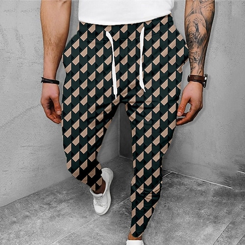 

Herre Jogger Bukser Casual bukser Snørelukning Elastisk Talje 3D-udskrivning Abstrakt Grafiske tryk Komfort Afslappet Daglig Streetwear Basale Mode Blå Brun Mikroelastisk