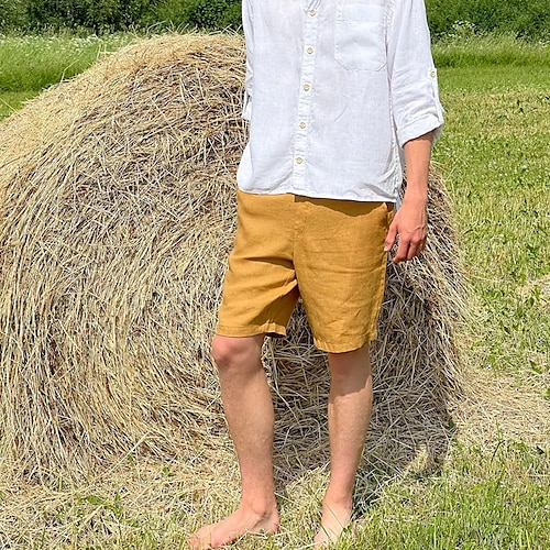 

Per uomo Pantaloncini Pantaloncini di lino Pantaloncini estivi Pantaloncini da spiaggia A cordoncino Vita elastica Liscio Traspirante Morbido Breve Informale Giornaliero Per eventi Misto cotone e lino