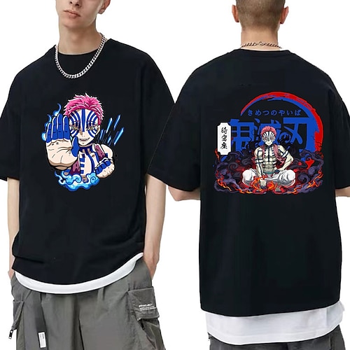 

Tueur de démons: Kimetsu no Yaiba Akaza Manches Ajustées Imprime Classique Style de rue Tee-shirt Pour Homme Femme Unisexe Adulte Estampage à chaud 100 % Polyester Casual Quotidien