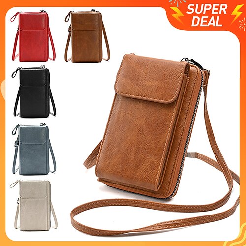 

Women's Crossbody Bag Wallet Shoulder Bag Coin Purse Mobile Phone Bag Credit Card Holder Wallet PU Leather Outdoor Shopping Daily Zipper Solid Color Black Red Blue