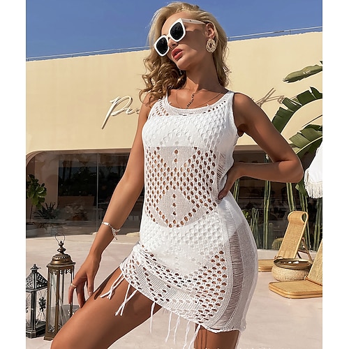 

Maillots de Bain Robe de Bain Maillot de bain Femme Franges Découpé Plein Normal Robe t-shirt Maillots de bain Sportif Eté