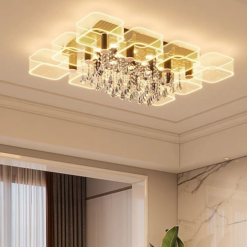 

led lysekroner dæmpbare loftslys 10-lys 110cm moderne luksus geometri design 150cm guldkrystal til boliginteriør køkken soveværelse kreativ lampe lys
