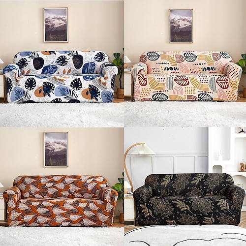 

capa de sofá elástica boho slipcover capa de sofá seccional elástica para poltrona loveseat 4 ou 3 lugares chaise lounge protetor de sofá à prova de poeira