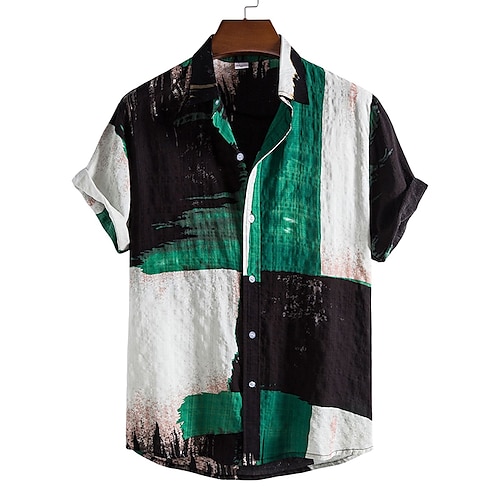 

Per uomo Camicia Camicia hawaiana Camicia con bottoni Camicia estiva Maglietta informale Nero / arancio Verde scuro Arancione Verde Manica corta Pop art Collo ripiegabile Strada Giornaliero Stampa