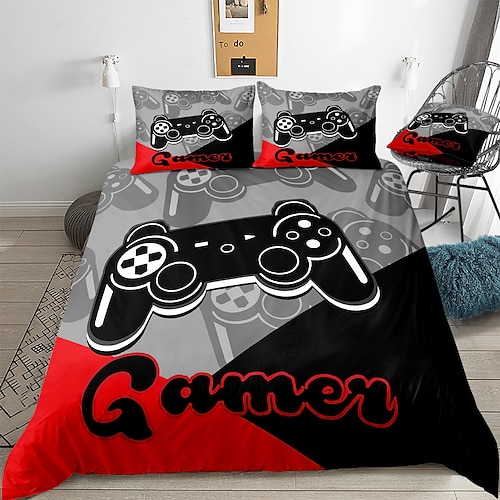 

Gamepad-Bettbezug-Bettwäsche-Sets Bettbezug mit 1 Bettbezug oder Bettdecke, 1 Blatt, 2 Kissenbezügen für Doppelbett/Königin/König (1 Kissenbezug für Zwillinge/Einzelbetten)