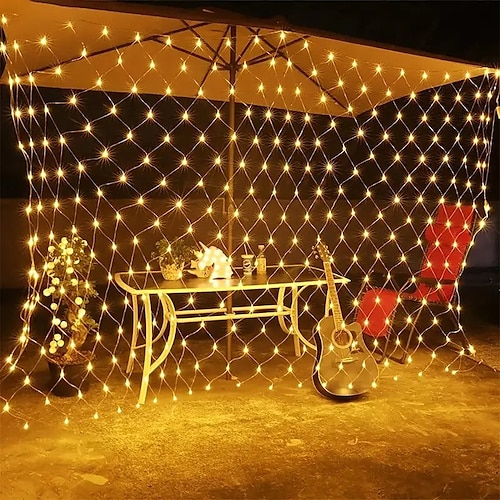 Guirlandes lumineuses en filet 6x4m LED Lumières Extérieures 880 LEDs Lumières de fête de pêche Lumières de patio Blanc chaud Blanc froid Multicolore étanches Fête Halloween/Noël Mariage