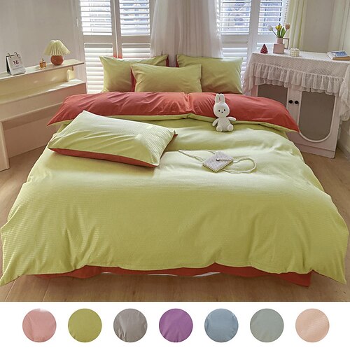 

Juego de cama de tamaño king queen liso, juego de cama de diseño de doble cara ab completo doble, juego de funda nórdica de cama doble individual, colcha