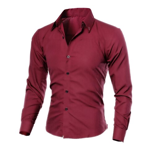

Homme Chemise Chemise boutonnée Chemise à col Vin Noir Blanche manche longue Plein Col Printemps Automne Mariage Soirée Vêtement Tenue