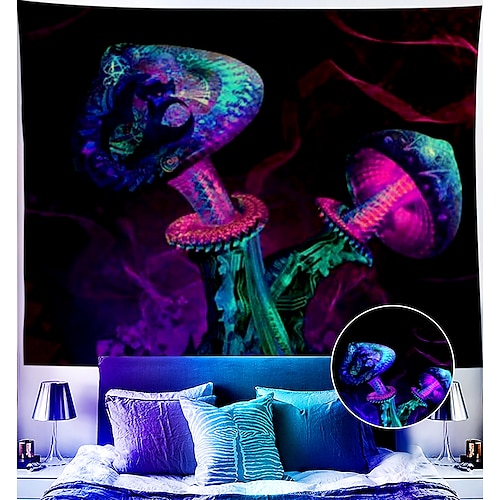 

blacklight grande arazzo uv reattivo trippy psichedelico dormitorio soggiorno decorazione artistica panno appeso