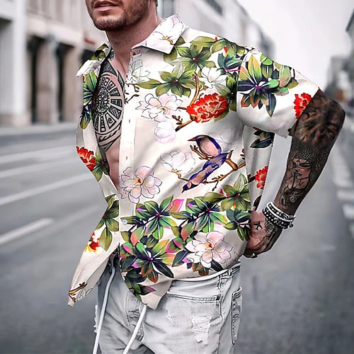 

Herren Hemd Hawaiihemd Sommerhemd Blumen Grafik-Drucke Umlegekragen Schwarz Weiß Rote Blau Grün Strasse Casual Kurze Ärmel Button-Down Bedruckt Bekleidung Tropisch Sport Strassenmode Designer