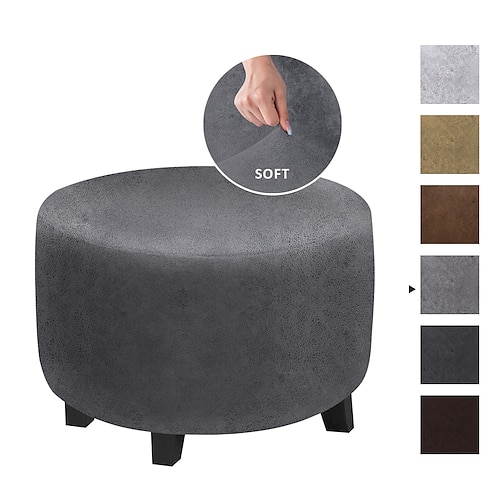 

Housse de pouf ronde en velours tabouret de rangement pliant protecteur de meubles housse souple avec housse de pouf à fond élastique