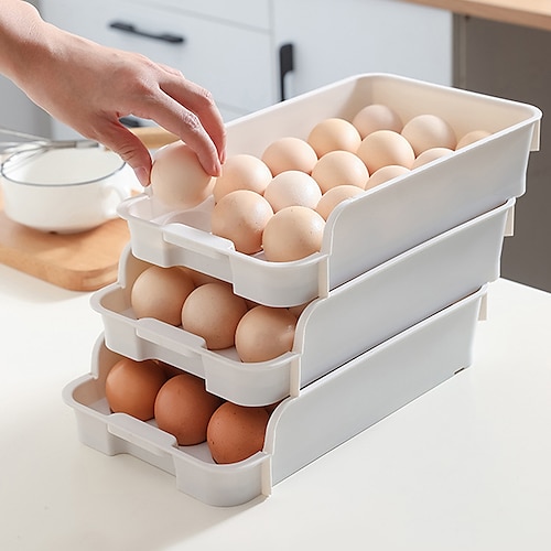 

Caja de almacenamiento para huevos en el refrigerador, tipo cajonera, caja de clasificación de huevos, caja de mantenimiento fresco, estante para huevos de cocina