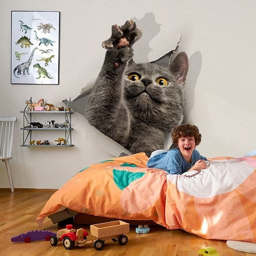 

Animal Wallpaper Mural Cute Cat Wall Covering Sticker Peel and Stick Removable PVC/Vinyl Material Self Adhesive/Adhesive Required Wall Decor for Living Room Kitchen Bathroom