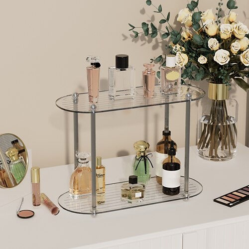 

2 Tier Acrylic Bathroom Shelves Creative Cosmetics Desktop Storage Rack Luxury Makeup Organizer for Cosmetics Kitchen Organier